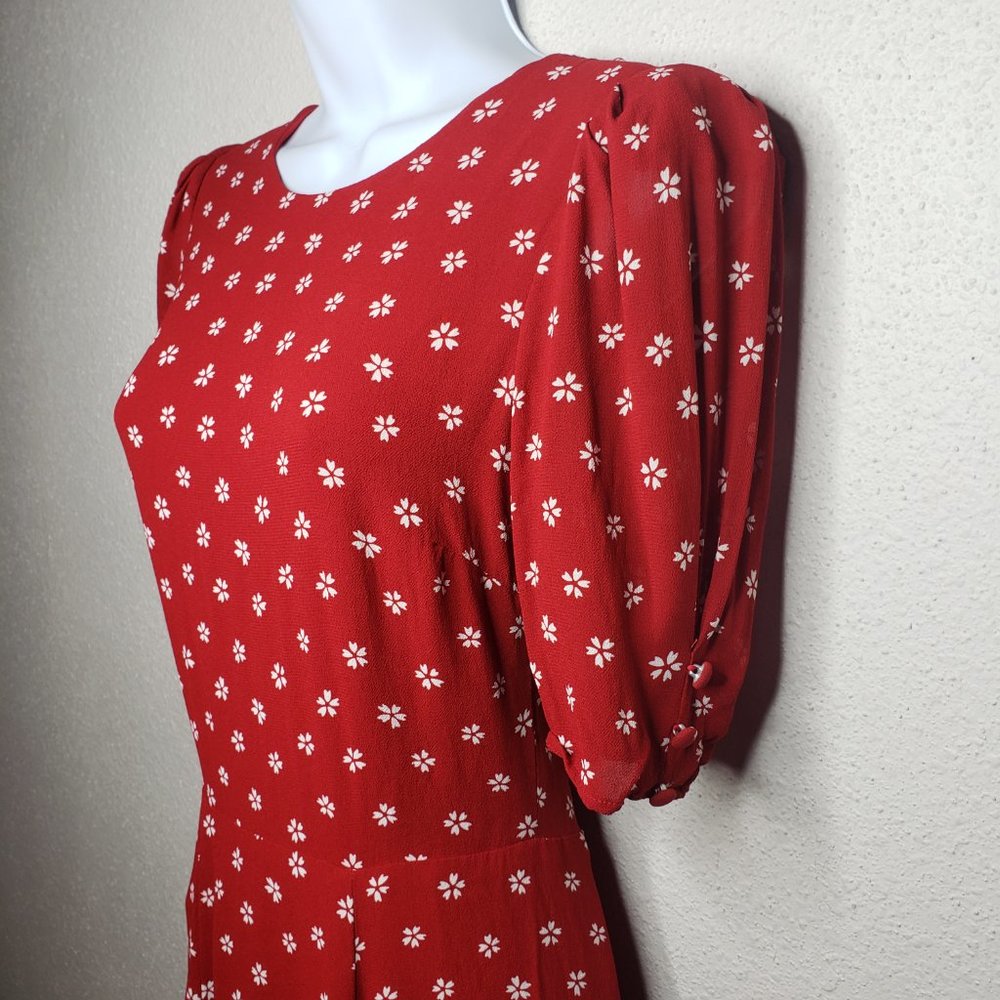 Reformation Bard in Nigella Red Tie Back Neck Mini Dress (842) - Picture 4 of 8